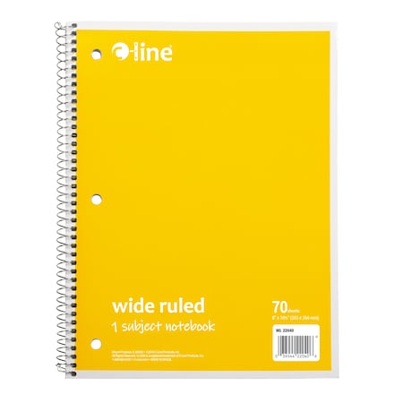 C-Line Products 1-Subject Notebook, Wide Ruled, Yellow, PK24 22040-CT
